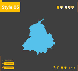 punjab, india - map isolated on gray background. outline map. vector illustration.