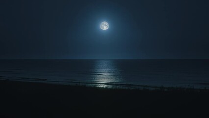 ocean at night with full moon
