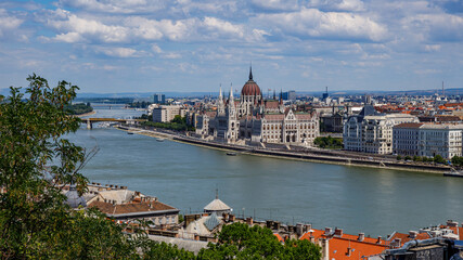 Wall Mural - The city of Budapest with the parliament building 