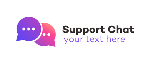 Wall Mural - Support chat icon vector isolated on white background for virtual assistant, talk bubble speech symbol, digital marketing, chat app, ai, artificial intelligence. 10 eps