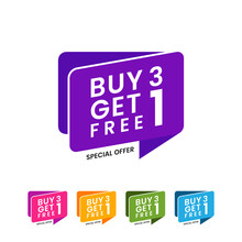 buy 3 get 1 free design template. Shop now illustration banner and poster. Vector template