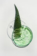 Abstract cosmetic laboratory. Aloe vera cosmetic product, natural ingredients and laboratory glassware.
