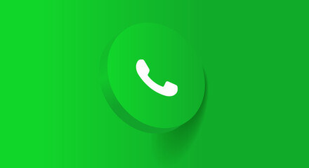 Fototapete - 3D green phone icon, incoming call, calling, mobile, voice talk, contact symbol. Social media sign for website, mobile app, UI, UX, GUI.