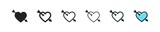 Fototapeta Sport - Pierced heart icon. Heart with arrow vector symbol. Simple cupid's arrow outline icons. Pierced hearts icons set. Flat web icon.