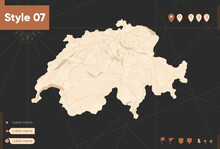 Switzerland - Map In Vintage Style, Retro Style, Sepia, Vintage. Vector Map.