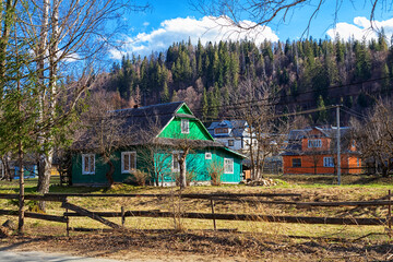 Wall Mural - village in Carpathian mountains, Ukraine.