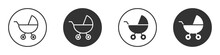 Baby Stroller Icon. Simple Baby Carriage Icon. Vector Illustration.