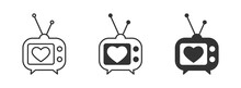 TV Icon With A Heart Symbol. Vector Illustration.