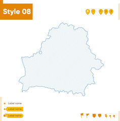 Naklejka na meble Belarus - grid map isolated on white background. Outline map. Simple line, vector map.