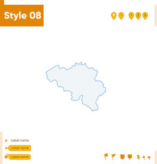 Naklejka na meble Belgium - grid map isolated on white background. Outline map. Simple line, vector map.