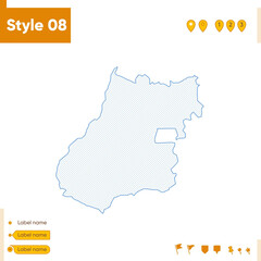 Naklejka na meble Goias, Brazil - grid map isolated on white background. Outline map. Simple line, vector map.