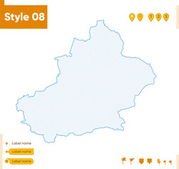 Naklejka na meble Xinjiang, China - grid map isolated on white background. Outline map. Simple line, vector map.