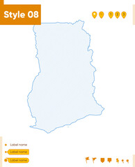 Naklejka na meble Ghana - grid map isolated on white background. Outline map. Simple line, vector map.