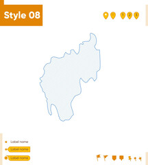 Naklejka na meble Tripura, India - grid map isolated on white background. Outline map. Simple line, vector map.