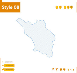 Naklejka na meble Chaharmahal And Bakhtiari, Iran - grid map isolated on white background. Outline map. Simple line, vector map.