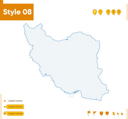 Naklejka na meble Iran - grid map isolated on white background. Outline map. Simple line, vector map.
