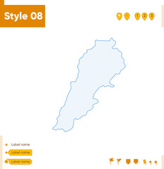 Naklejka na meble Lebanon - grid map isolated on white background. Outline map. Simple line, vector map.