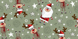 Fototapeta Pokój dzieciecy - weihnachten nahtloses muster mit lustigen rentieren und weihnachtsmann, cartoons, verpackung und papier design