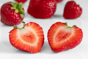 Wall Mural - Close-up of strawberries on a white background