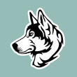 Portrait of a beautiful malamute for your logo, icons or signs. Cute husky as sticker for web design. Puppy as sticker for design applications, clothes, websites or social network communication.