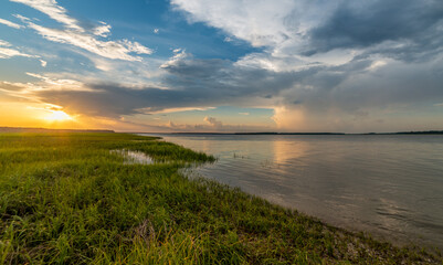 Wall Mural - Coastal sunset by the marsh