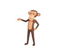 Monkey Character Open Hand Palm In 3d Rendering.