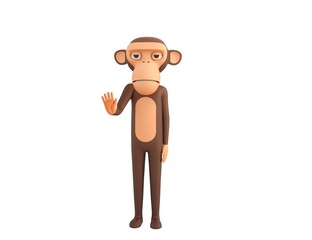 Wall Mural - Monkey character puts out his hand and orders to stop in 3d rendering.