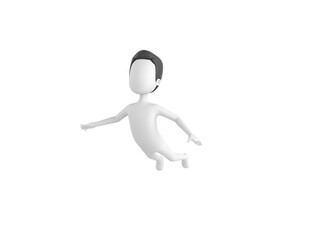 Wall Mural - Stick Man with Hair character flying in 3d rendering.