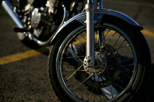 Front Wheel And Disc Brake Of A Classic Motorcycle