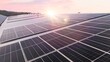 © Suranto - Photovoltaic solar panels mounted on building roof for producing clean ecological electricity at sunset. Production of renewable energy concept.with sunset view.