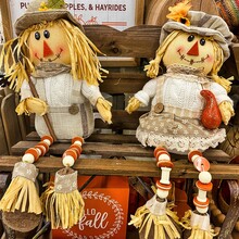 Male And Female Stuffed Scarecrow Fall Decorations