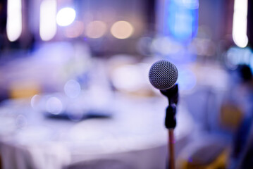 Wall Mural - microphone on stage, speaker, conference
