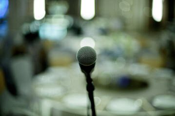 Wall Mural - microphone on stage, speaker, conference
