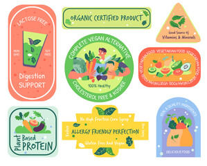 Wall Mural - Organic certified product sticker design set