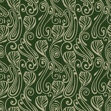 Vector Leaves Pattern With Swirly Design Elements