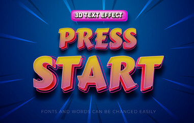 Wall Mural - Press start gaming 3d editable text effect style