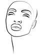 © Мария Лаптева - The face is one line. Portrait of a beautiful African woman. Women's African traditional scarf-headdress. Vector icon, logo, template, brochures.