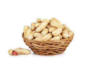 Wall Mural - Peanuts basket isolated on a white background