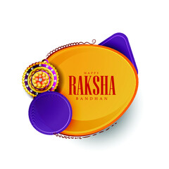 Wall Mural - Indian festival Raksha Bandhan Greeting Card Template Design with rakhi and creative text. 
