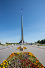 Russia. Moscow. Monument To The Conquerors Of Space And A Monument To K. E. Tsiolkovsky
