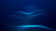 © Valerii - Futuristic blue wave of hexagonal grid on a blue background. The concept of big data. Network connection. Cybernetics and artificial intelligence. 3d rendering.