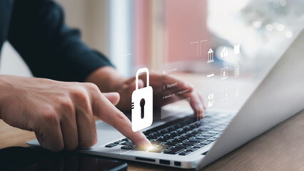 Wall Mural - cybersecurity concept, user privacy security and encryption, secure internet access future technolog