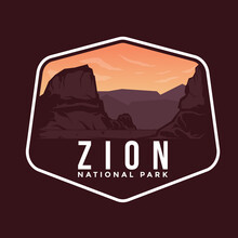 Logo Illustrations Of Zion National Park Emblem.