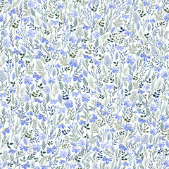 seamless floral pattern with blue flowers