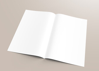 Wall Mural - Blank half-folded booklet, flyer or brochure mockup template.