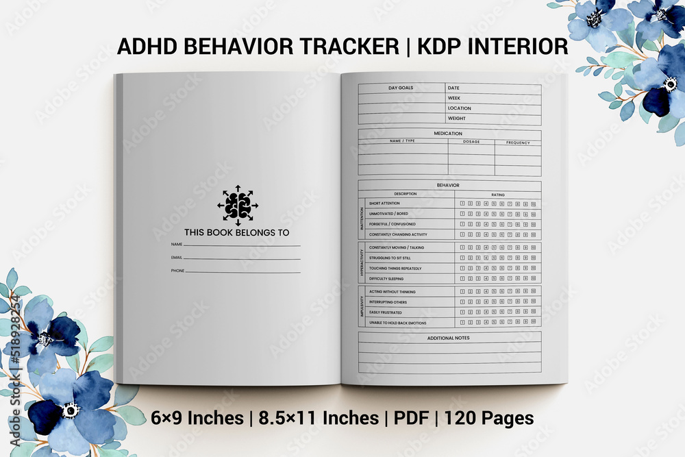 ADHD Behavior Tracker | KDP Interior Stock Vector | Adobe Stock