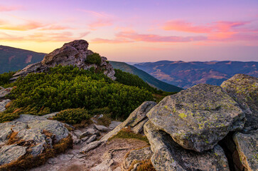 Wall Mural - Mountain sunset landscape