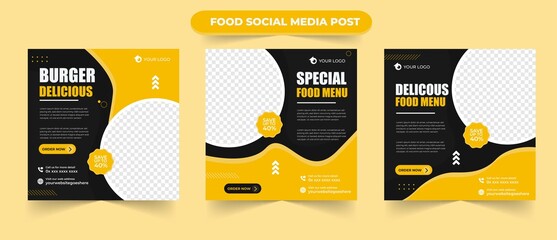 Wall Mural - food menu for restaurant needs banner template social media post with editable photo