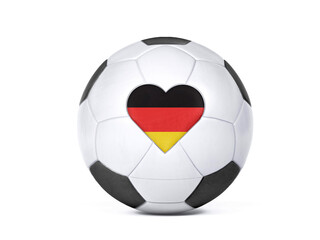 Sticker - Isolated white football with heart shaped national flag of Germany