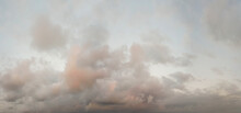 Cloudy Sky Before Thunderstorm With Red And Gray Color Clouds, Panoramic Background.